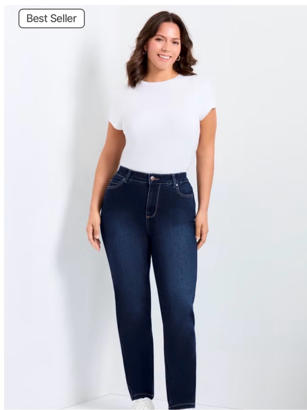 Avenue Straight-Leg Dark Blue Jeans 16 Petite